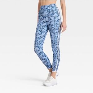JoyLab Women's Floral Print High-Rise Piped Leggings  Blue XXS